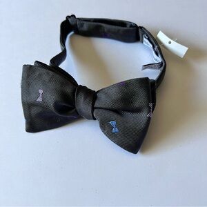 EDWARD ARMAH SILK BOW TIE GRAY PRE-TIED TINY BOWS PATTERN NWT